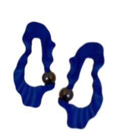 GEOMETRIC PEARL EARRINGS - BLUE