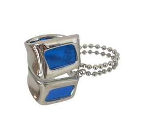 CRYSTAL CHAIN RING - BLUE